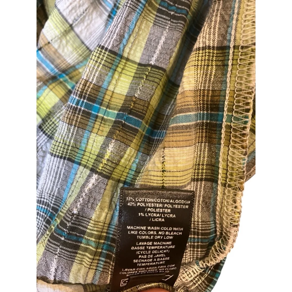 KUHL Stallion Crinkle Short Sleeve Shirt Yellow Green Size S